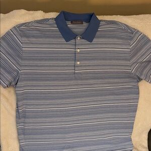 Daniel Cremieux Blue and White Striped Polo Shirt